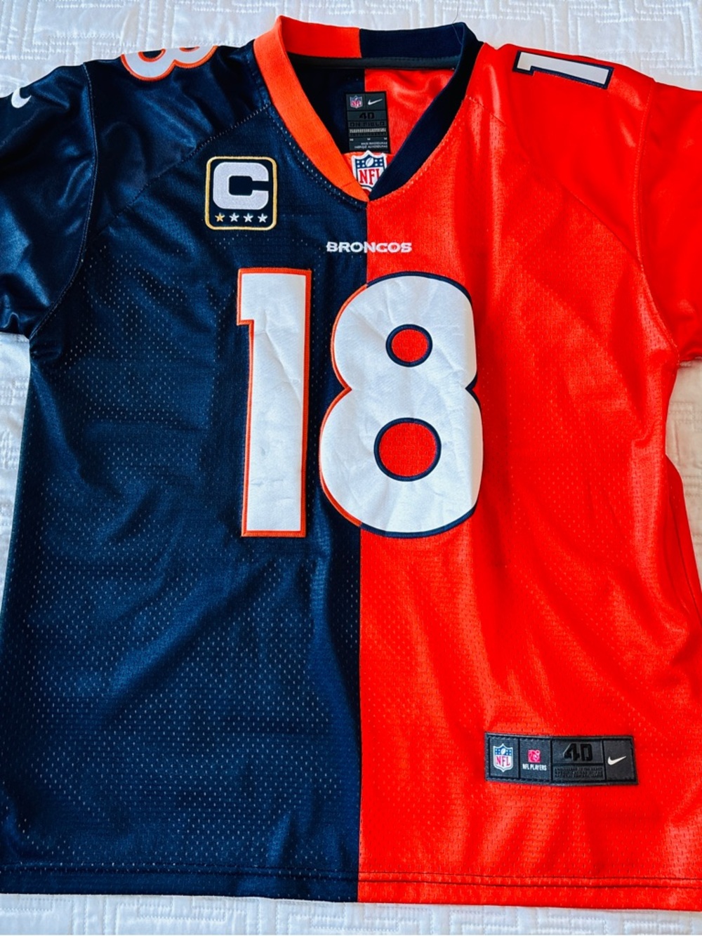 NFL Split Navy & Orange Football Jersey with NFL Patch